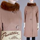 M Vintage 1950S Tan Wool Stroller Coat Brown Mink Fur Portrait Collar 50S 60S