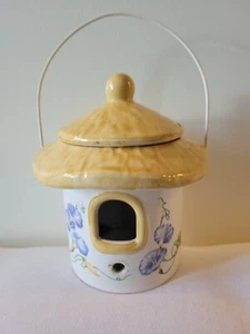 VINTAGE TELEFLORA MUSHROOM HANGING BIRDHOUSE CERAMIC PLANTER FLORAL POTTERY - Picture 1 of 6