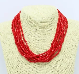 Neu Heiß Rot Multi Strang Böhmische Glasperlen Halskette #BG3 - Bild 1 von 2