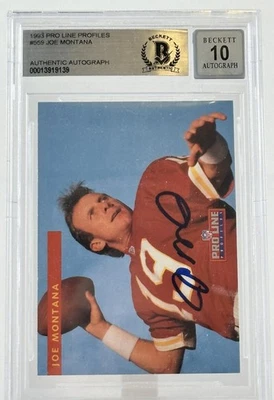 1993 Pro Line Profiles #559 Joe Montana Auto Kansas City Chiefs BGS Autograph 10 - Image 1 of 4