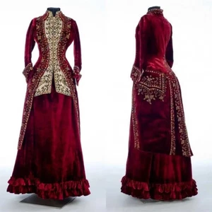 1872s Victorian Walking Bustle Duchess Dress Civil War Southern Belle Ball Gown - Picture 1 of 5