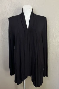 Athleta Womens Open Knit Cardigan Pockets Solid Black Size XL Athleisure Casual - Picture 1 of 9