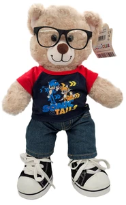 Build A Bear Happy Hugs Bear Plush w Sonic Shirt Jeans Shoes Glasses LOT of 5 - Picture 1 of 12