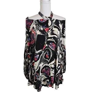 Mini Vestido Túnica Free People Drift Away Pequeño Psicodélico Retro Hombro Frío - Imagen 1 de 14