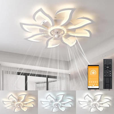 Ventilatore Da Soffitto Con Luce E Telecomando, Dimmerabile LED Plafoniere, Lamp - Immagine 1 di 4