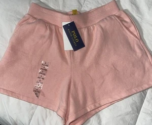 NWT Girls Ralph Lauren Next Generation Fleece Shorts Size Large 12/14 , Coral - Picture 1 of 2