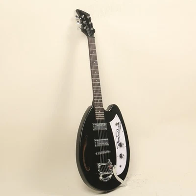 Guitarra Eléctrica en Forma de Huevo Puente de Jazz Herrajes Cromados Pastillas H-H 6 Cuerdas Foto 1 de 4