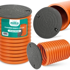 Tubo ascendente tubo de pozo tubo corrugado DN315 50 cm pozo de canal tubo de canal con tapa A15 - Imagen 1 de 7