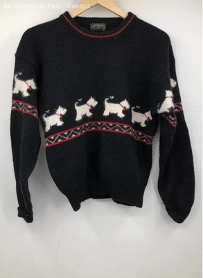 Suéter Pullover Charter Club Negro Blanco Lana Terrier Para Mujer M Perros Años 90 Foto 1 de 4