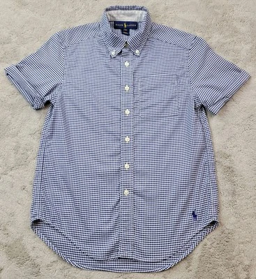 Polo Ralph Lauren Button Up Shirt Boys Small 8 Blue White Check Short Sleeve - Image 1 of 4