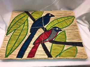 Mercedes Salazar Home Collection Set of Two Placemats two birds on branch 20x15