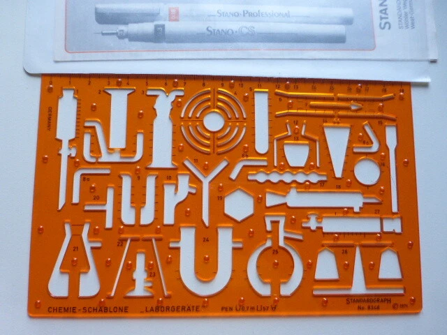 Zeichenschablone STANDARDGRAPH N° 8348 CHEMIE - LABORGERÄTE UNBENUTZT - Bild 1 von 1