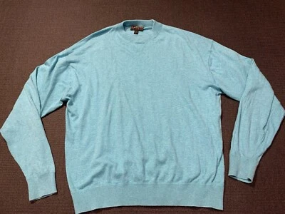 Robert Talbott Sweater Size Large L Men Blue Cotton Cashmere Crew Hong Kong - Image 1 of 4