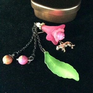 Pink Flower Lucite Earring in Silver Heart Gift Box - Picture 1 of 4