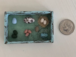 1:12 Miniature Nest Eggs Picture Frame OOAK Collection Handmade Easter Dollhouse - Picture 1 of 5