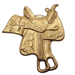 Horse Riding Saddle Gold Tone Button Cover Cowgirl Equestrian Western Theme - Picture 1 of 11