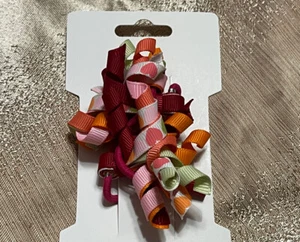 Gymboree RED PINK & WHITE HEARTS CURLY RIBBON HAIR TIE PONY TAIL HOLDER SET - Picture 1 of 2