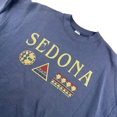 Sudadera de Colección Mezcla de Algodón 1992 Sedona Spirit Shields Estampada Azul • EE. UU. • XL Foto 1 de 4