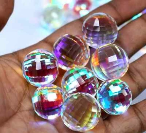 500 Karat + Natürlicher Regenbogenfarbener Kugelschliff Mystic Topas Zertifizierter Edelstein Posten - Bild 1 von 9
