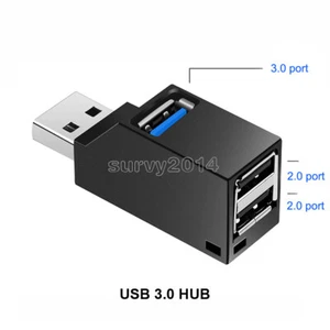 USB 3.0 HUB Adapter Extender Mini Splitter Box 3 Ports for PC Laptop Macbook - Afbeelding 1 van 8