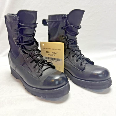 Wellco Combat Military Army Boots Men's Size 6N Black Leather Vibram Waterproof - Image 1 of 4