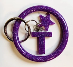 Glitter Purple Star Keychain Bracelet Set - Picture 1 of 1