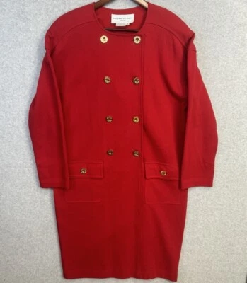 Vestido Suéter De Colección Adrienne Vittadini Años 90 100% Algodón Talla 10 Acentos Dorados Usado en Excelente Condición Foto 1 de 4