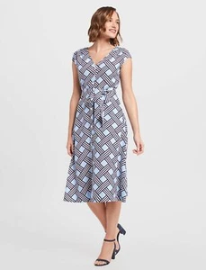 Vestido camisero Draper James Lattice de lino, azul, pequeño, nuevo con etiquetas - Imagen 1 de 4