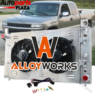 3-Row Aluminum Radiator+Shroud Fan+Relay Fit 1999-2013 Chevy Silverado 1500 2500 - Image 1 of 4