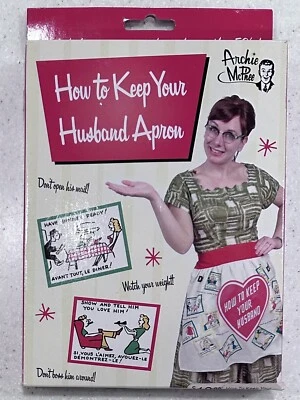 Nuevo en caja Cómo mantener a tu esposo feliz delantal en inglés francés MCM retro 1950 DIVERTIDO Foto 1 de 4
