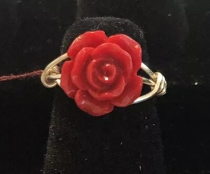 Red Rose Rings In Silver Plated Wire sizes 2.5 And 4.5 Jewelry - Picture 1 of 3