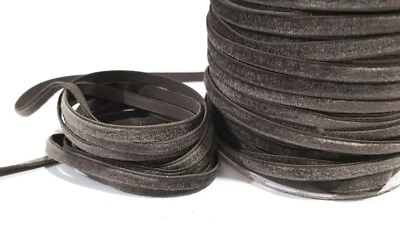 1/4 inch / 7mm width - 5 yds -20 yds Dark Brown  Elastic Velvet Ribbon WS1 - Image 1 of 4