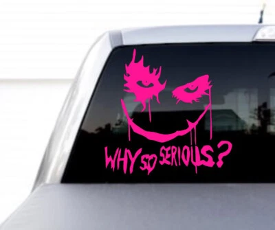 Pink Joker Why So Serious STICKER VINYL DECAL SUICIDE SQUAD HARLEY QUINN BATMAN - Image 1 of 2
