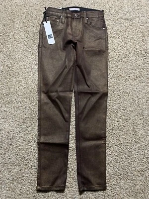 James Twiggy Ankle Glossed Veins Pants Sz. 26 NEW 25469 Brown - Image 1 of 2