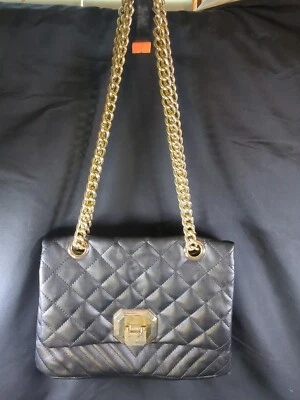 Aldo  Bag Gold Hardware Chain Strap Quilted Vinyl Black Purse Handbag 82384 - Image 1 of 4