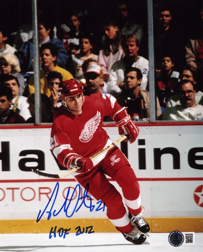 Foto firmada por Adam Oates Detroit Red Wings 8x10 con patio #1 Beckett Witnessed Foto 1 de 1