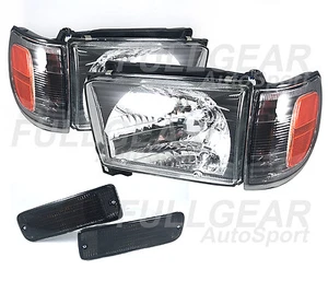 BLACK w/ CLEAR HEADLIGHT CORNER & SMOKE BUMPER LIGHT FOR TOYOTA 4RUNNER 1996-98 - Bild 1 von 10