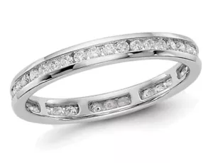 Ladies 14K White Gold 1/2 Carat (ctw H-I, I1-I2) Diamond Eternity Wedding - Picture 1 of 4