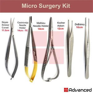 Kit de microcirugía oftálmica tijeras de acción de micro resorte soporte de aguja Mathieu - Imagen 1 de 7