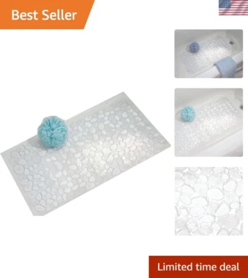 Alfombra de baño antideslizante transparente Pebblz 13,75"" x 26,5"" - Eleva tu experiencia de ducha Foto 1 de 4