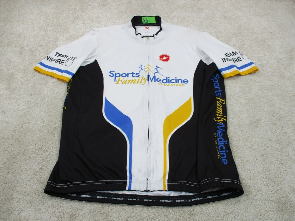 Camisa masculina de ciclismo Castelli 3XL XXXL branca preta escorpião zíper bicicleta EUA - Imagem 1 de 4
