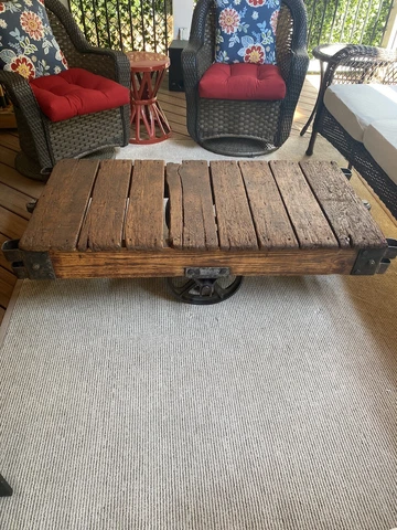 Lineberry Factory Railroad Cart Coffee Table Industrial Cover