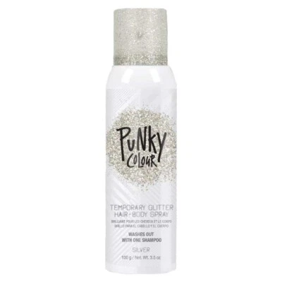 Punky Color Temporal Cabello y Cuerpo Brillo Color Spray Plateado 3.5oz Foto 1 de 4