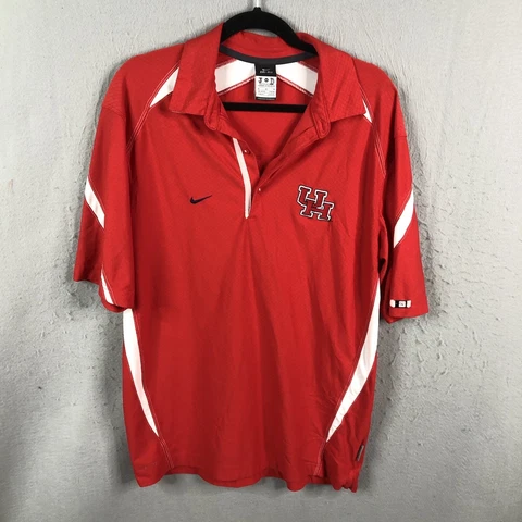University of Houston Cougars Nike Dri Fit Mens M Red Short Sleeve Polo Shirt Cover