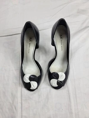 Anne Klein Heels Women's Size 6M  Leather Black And White Pumps - Image 1 of 4