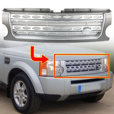 Para Land Rover Discovery LR3 grade dianteira para-choque malha favo de mel prata 2003-2009 - Imagem 1 de 4