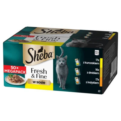 Sheba Fresh&Fine Megapack Sachets 50x50g Nass für Katzen Huhn Geflügel Truthahn - Bild 1 von 4