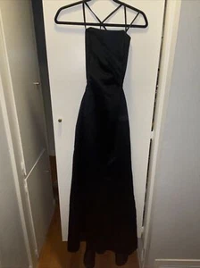 NWT JESSICA MCCLINTOCK Vintage Black Satin Backless Polyester Lined Dress Size 7 - Picture 1 of 8