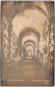 Genova Stauliend Galleria Dei Columbari Cemetery In Genoa Italy Postcard - Picture 1 of 2