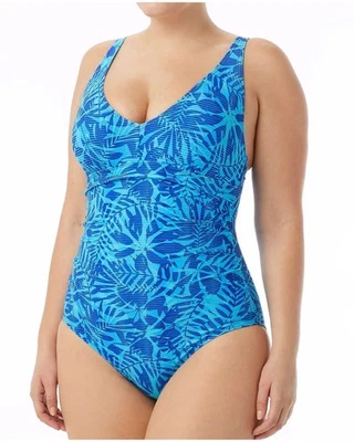 TYR Women’s Monaco V-Neck Controlfit Swimsuit ( TVNCM7A);  Blue Sz. 12 - Image 1 of 4
